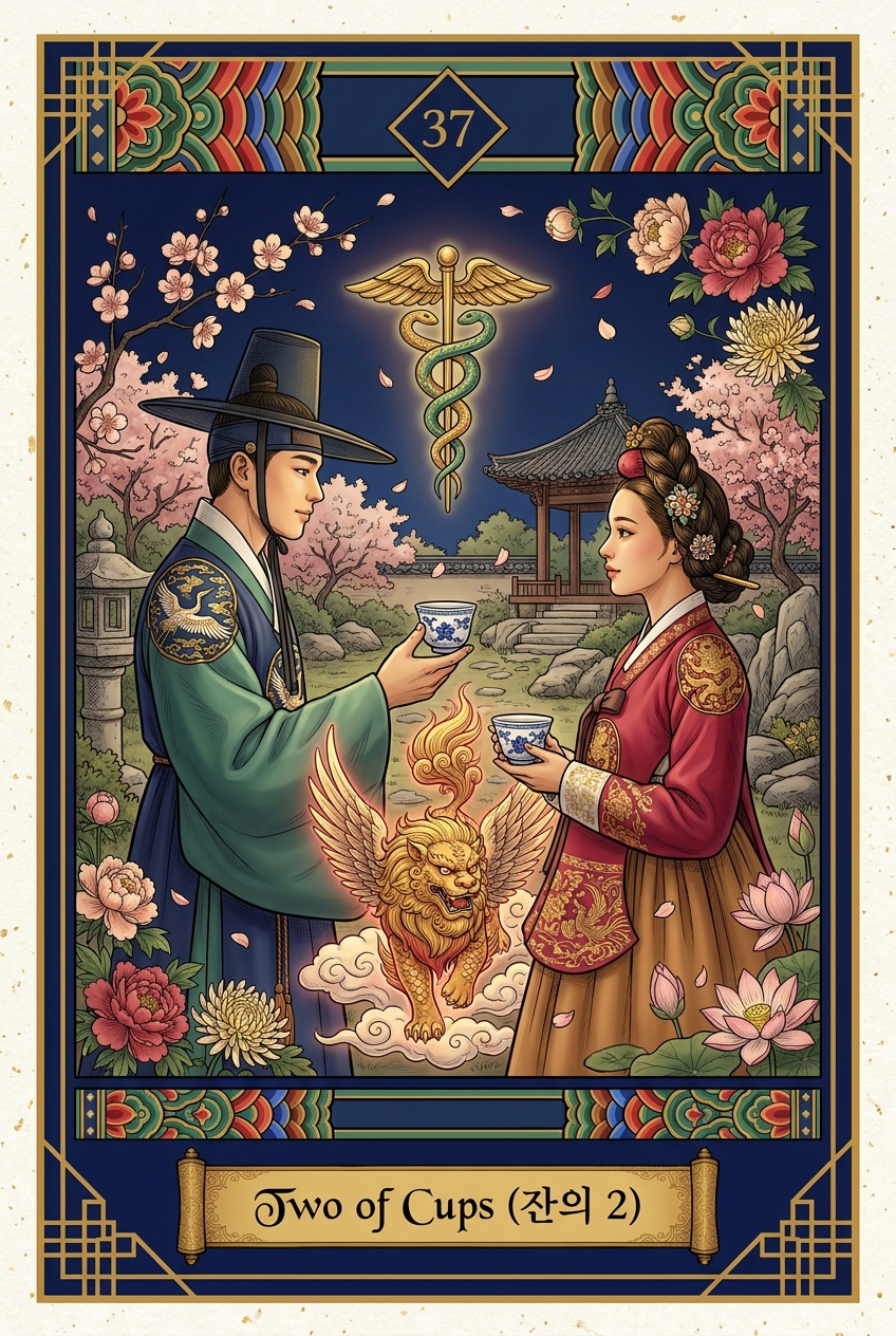 Two of Cups (잔의 2) — KSaju tarot card