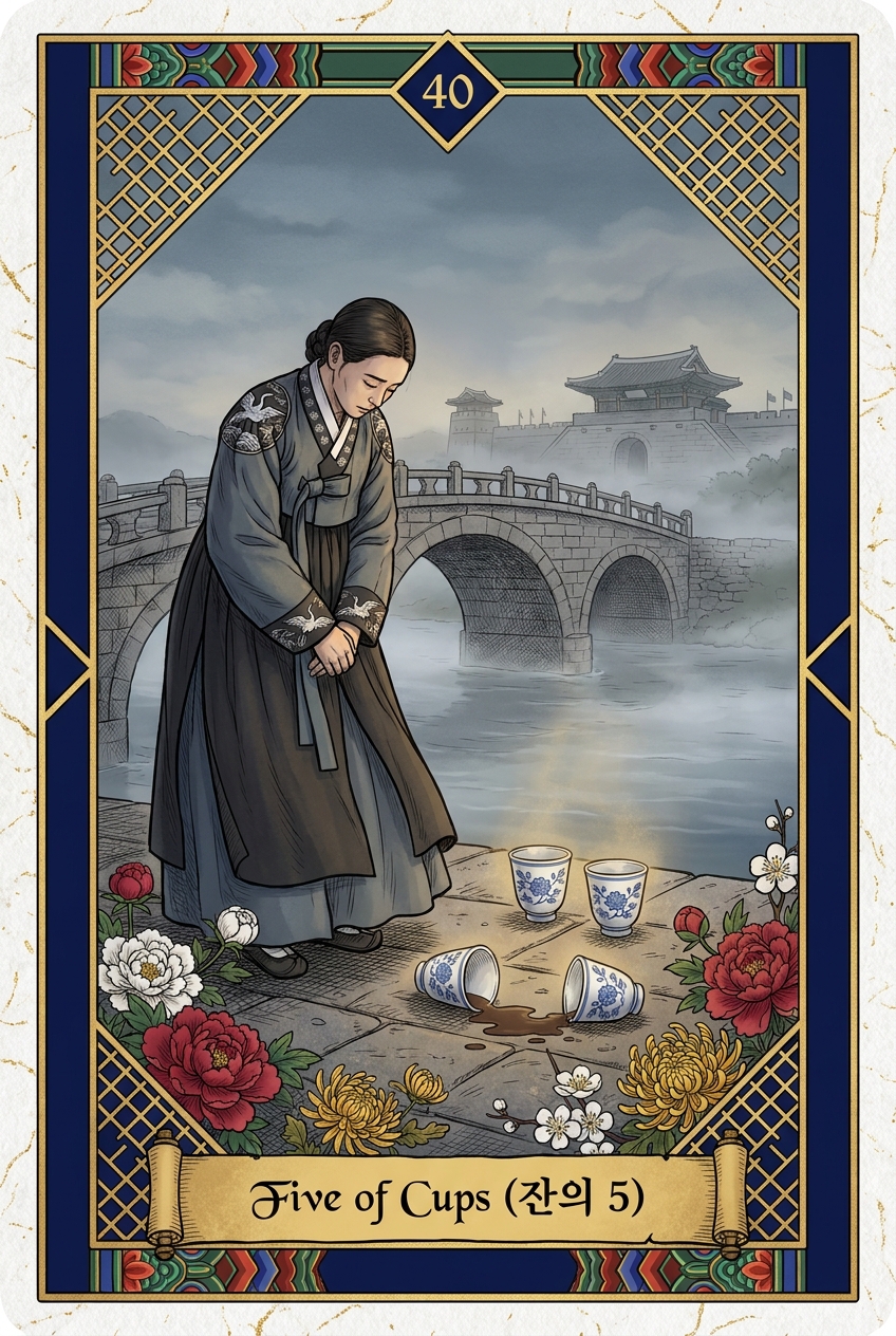 Five of Cups (잔의 5) — KSaju tarot card