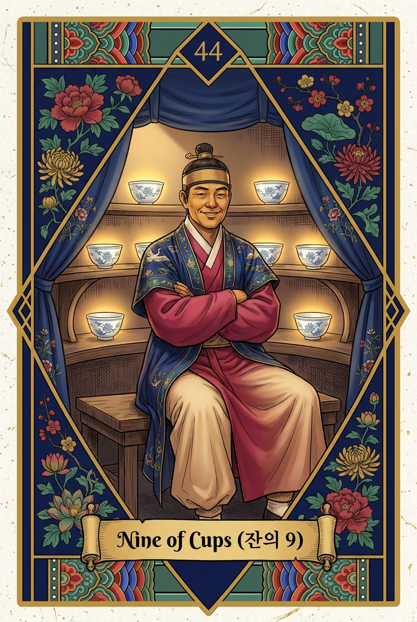 Nine of Cups (잔의 9) — KSaju tarot card