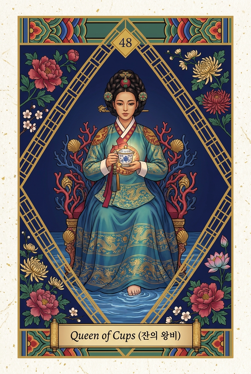 Queen of Cups (잔의 왕비) — KSaju tarot card