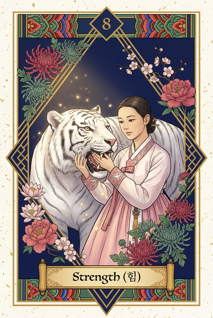 Strength (힘) — KSaju tarot card