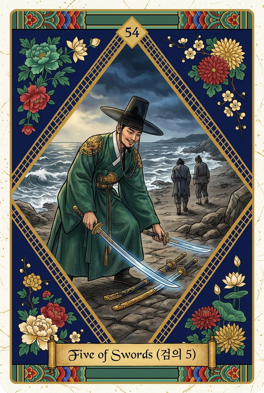 Five of Swords (검의 5) — KSaju tarot card