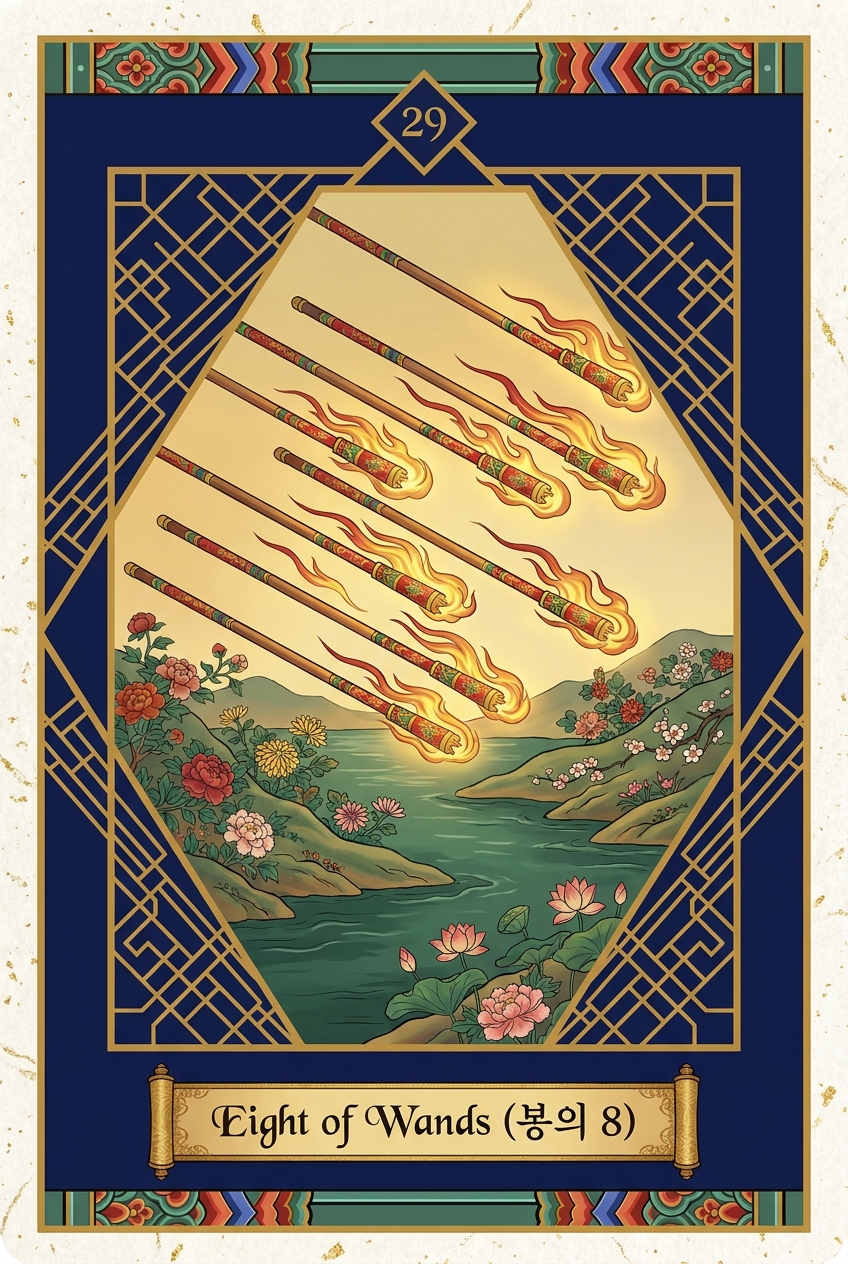 Eight of Wands (봉의 8) — KSaju tarot card
