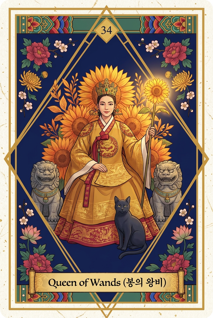 Queen of Wands (봉의 왕비) — KSaju tarot card